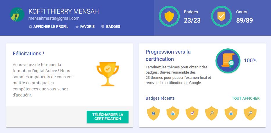 mensahmaster certification tableau de bord - TOP 5 raisons de faire la certification Digital Active de Google