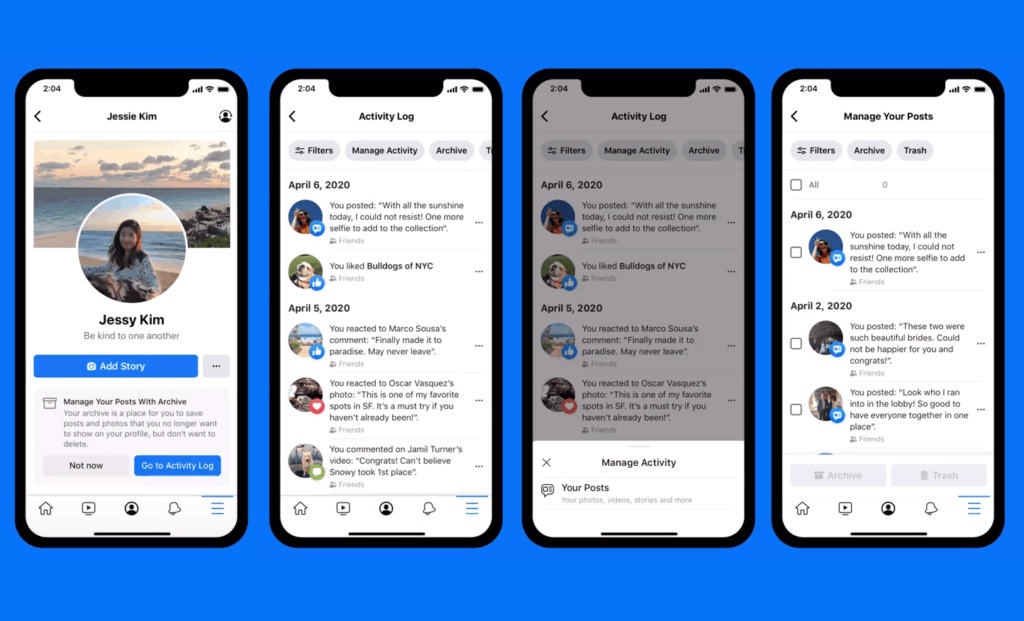 facebook manage activity